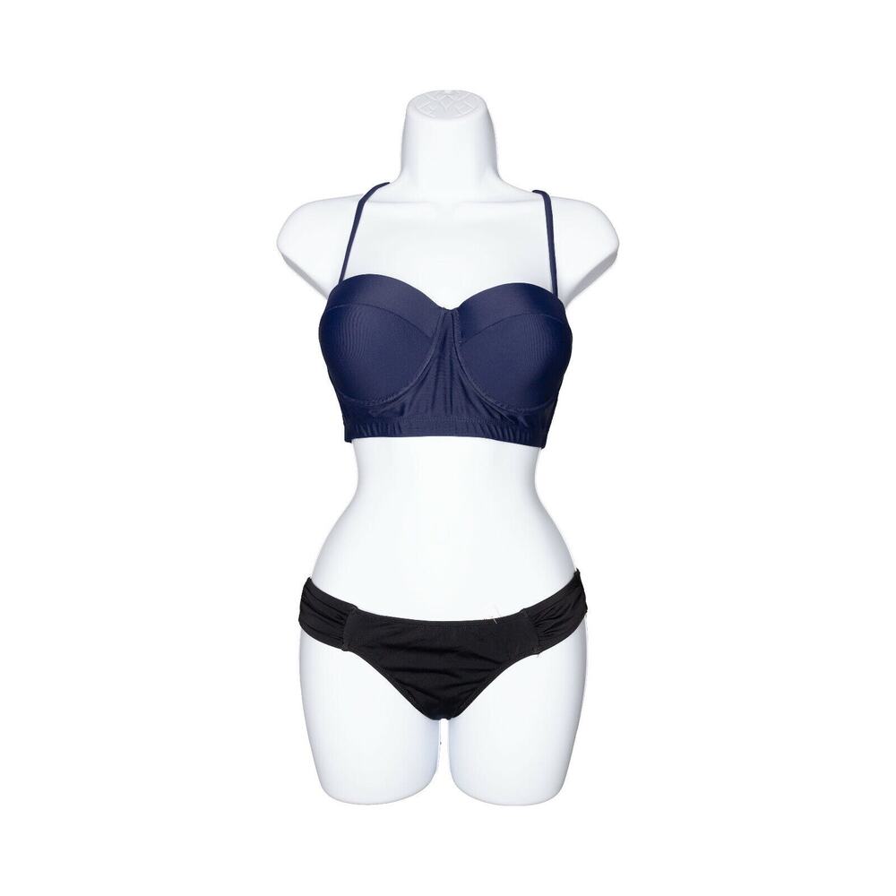 Unique & Classic Women Wired Strapped Bandeau Top Solid Blue Size XL